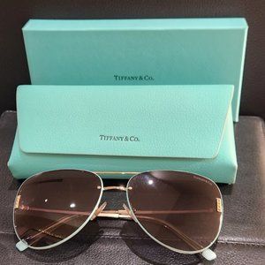 Tiffany & Co. Women's Pale Gold Pilot Sunglasses 62mm TF3066 TF/3066 6138/3C